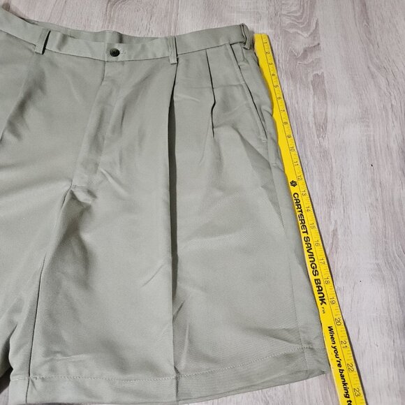 Haggar Mens Size 40 Pleated Cool 18 9.5in Inseam Khaki Shorts New Golf - Picture 4 of 7
